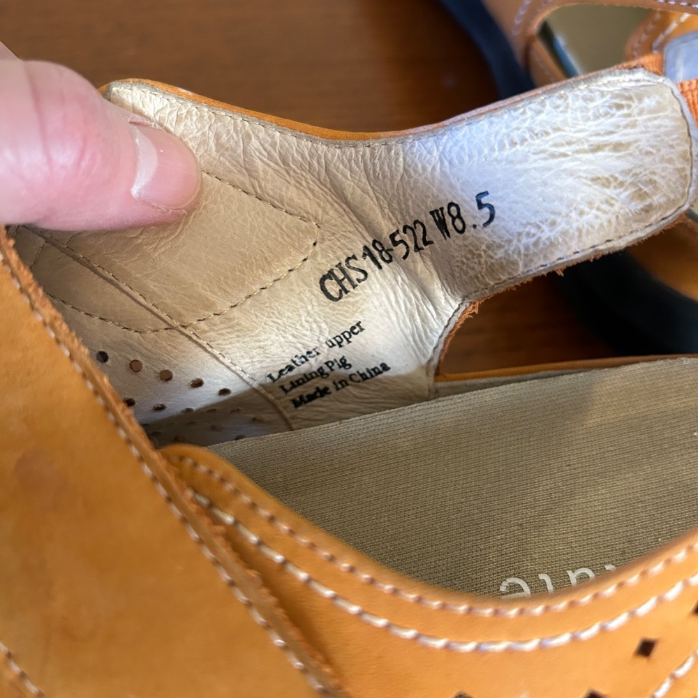 David Tate Clever Nubuck Orange Comfort Sandals Mary Jane Leather Shoes 8.5 - Picture 4 of 6